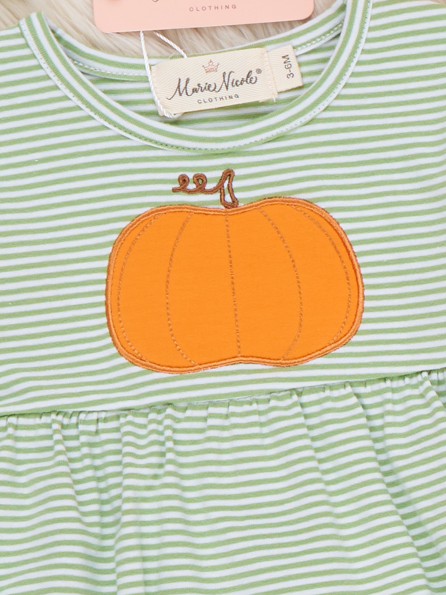 Harvest Pumpkin Embroidered Ruffle Romper