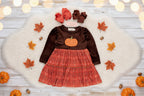 Meadow Pumpkin Layered Plaid Ruffle Dress