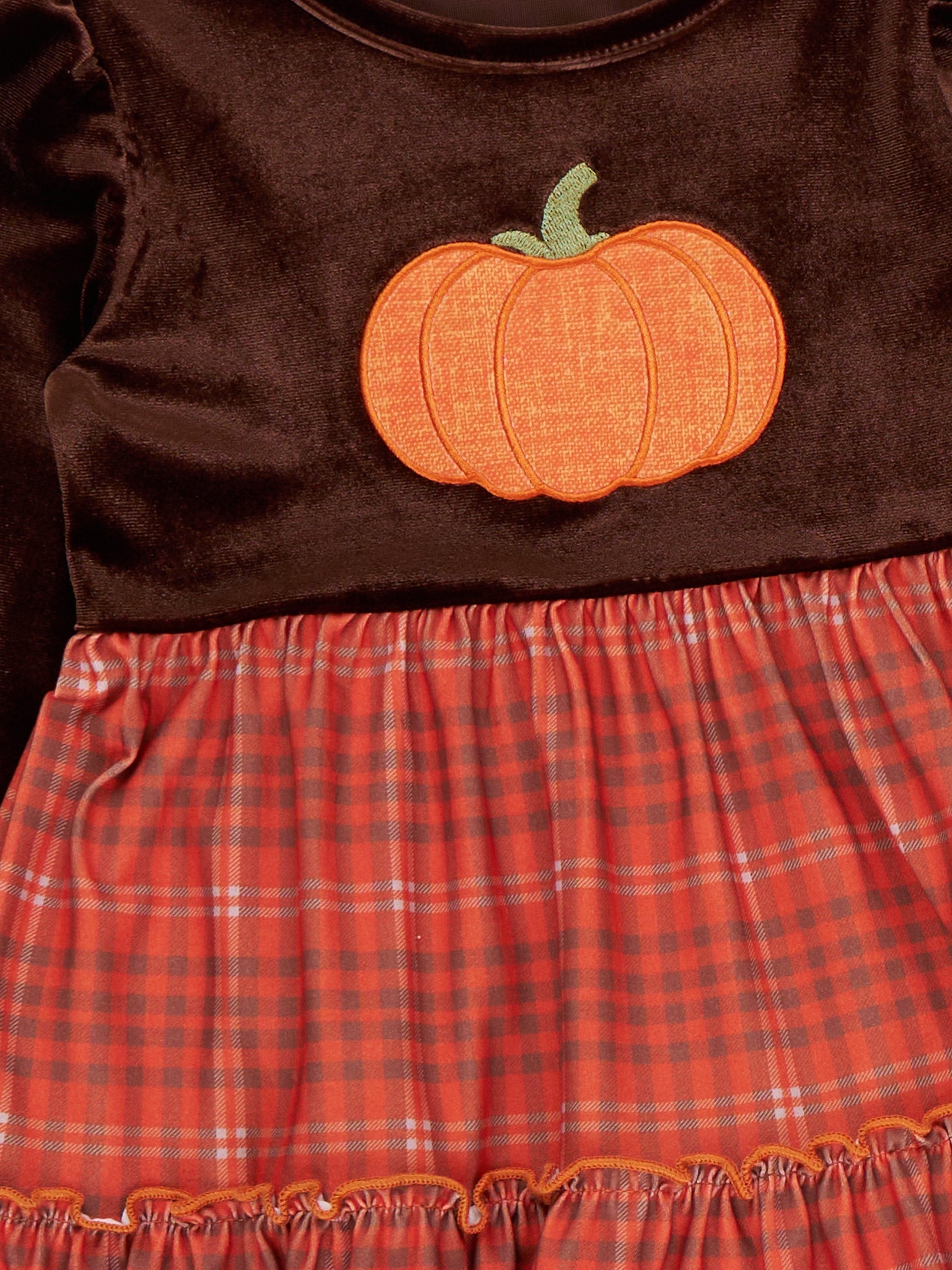 Meadow Pumpkin Layered Plaid Ruffle Dress