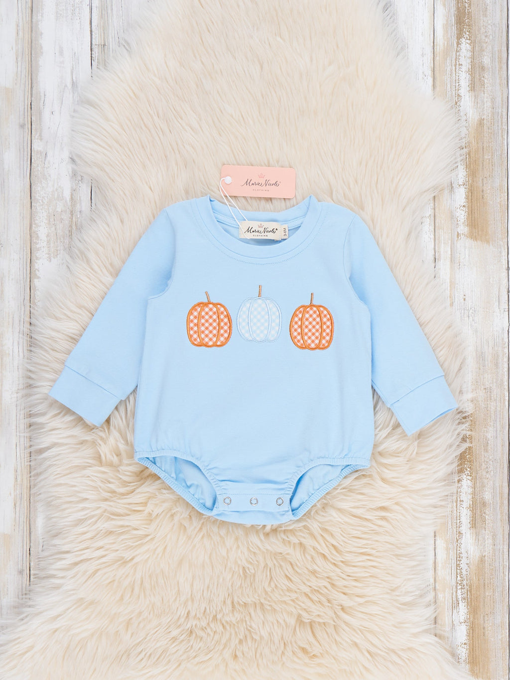 Pumpkin Patch Days Triple Pumpkin Embroidered Bubble Romper