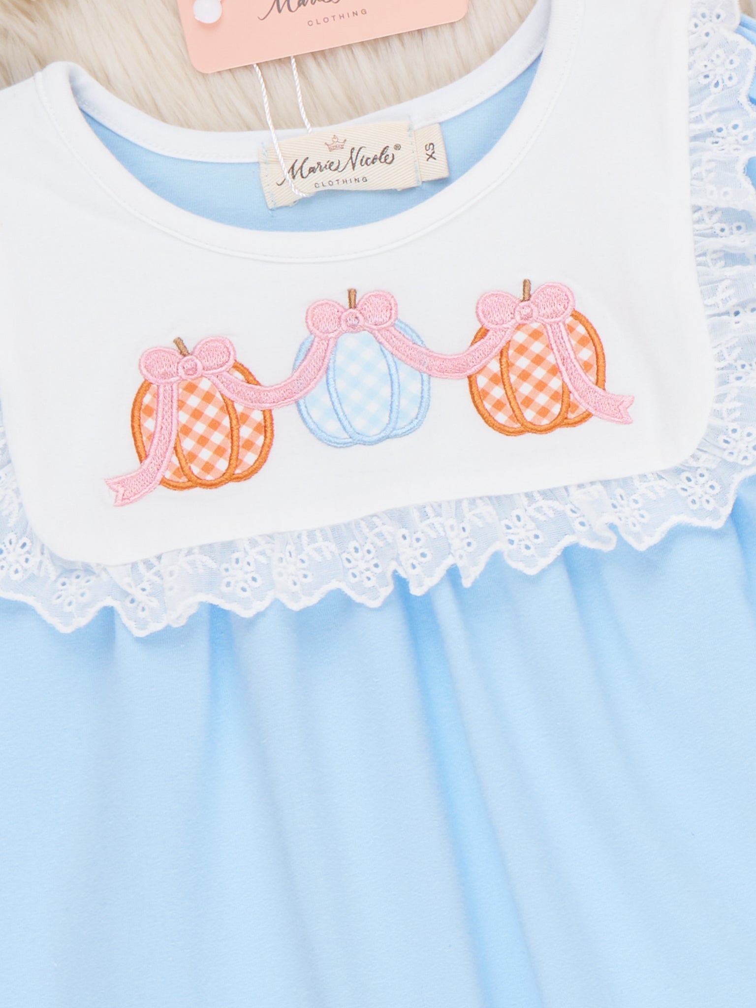 Pumpkin Patch Days Embroidered Lace Ruffle Dress