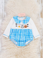 Halloween Ghost Banner Embroidered Bubble Romper
