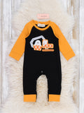 Halloween Ghost Excavator Embroidered Long Sleeve Romper