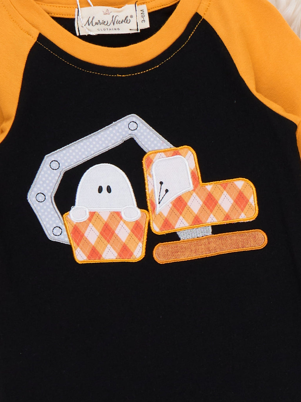 Halloween Ghost Excavator Embroidered Long Sleeve Romper