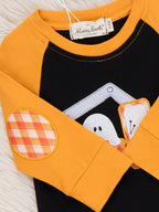 Halloween Ghost Excavator Embroidered Long Sleeve Romper