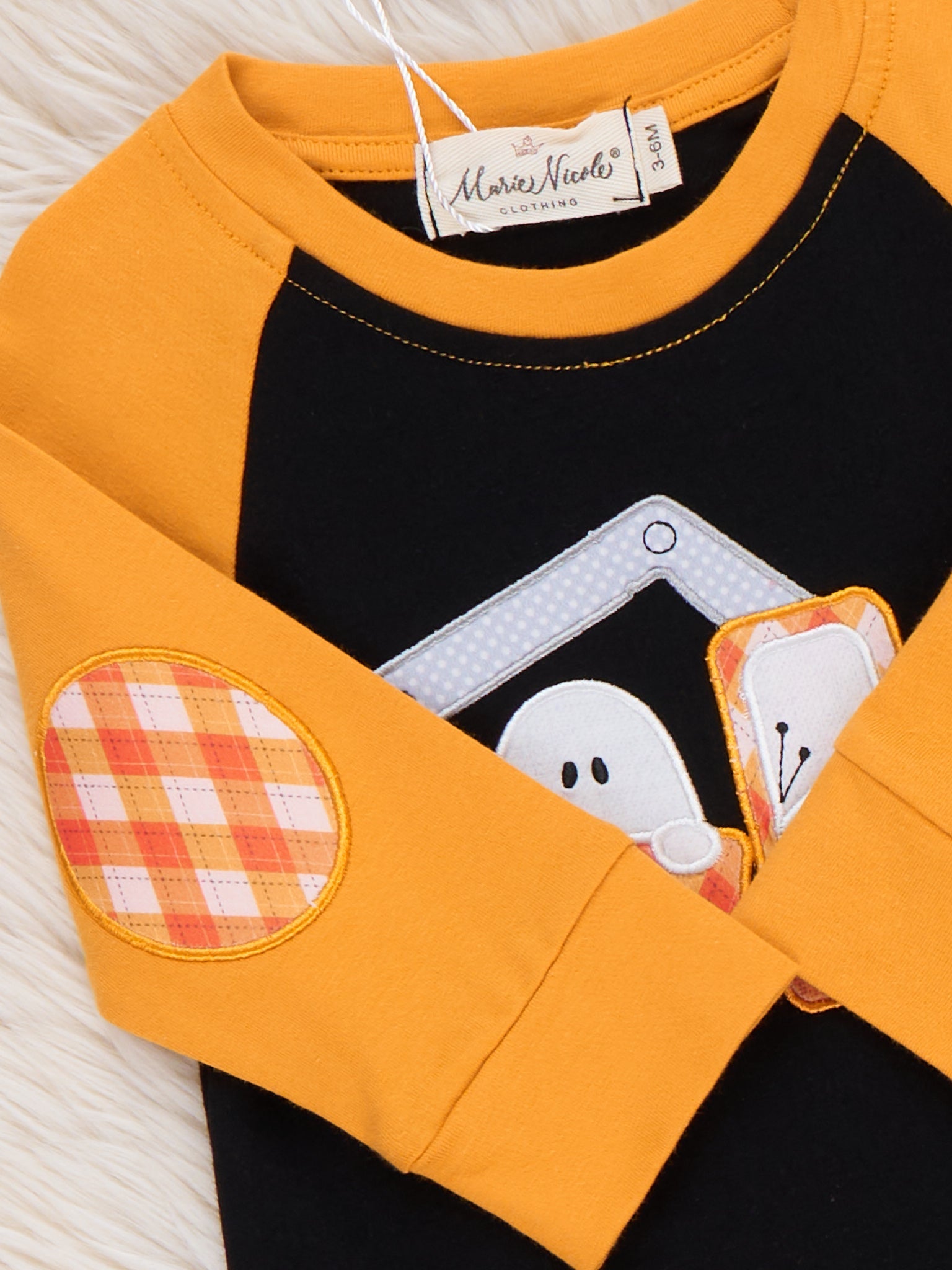 Halloween Ghost Excavator Embroidered Long Sleeve Romper