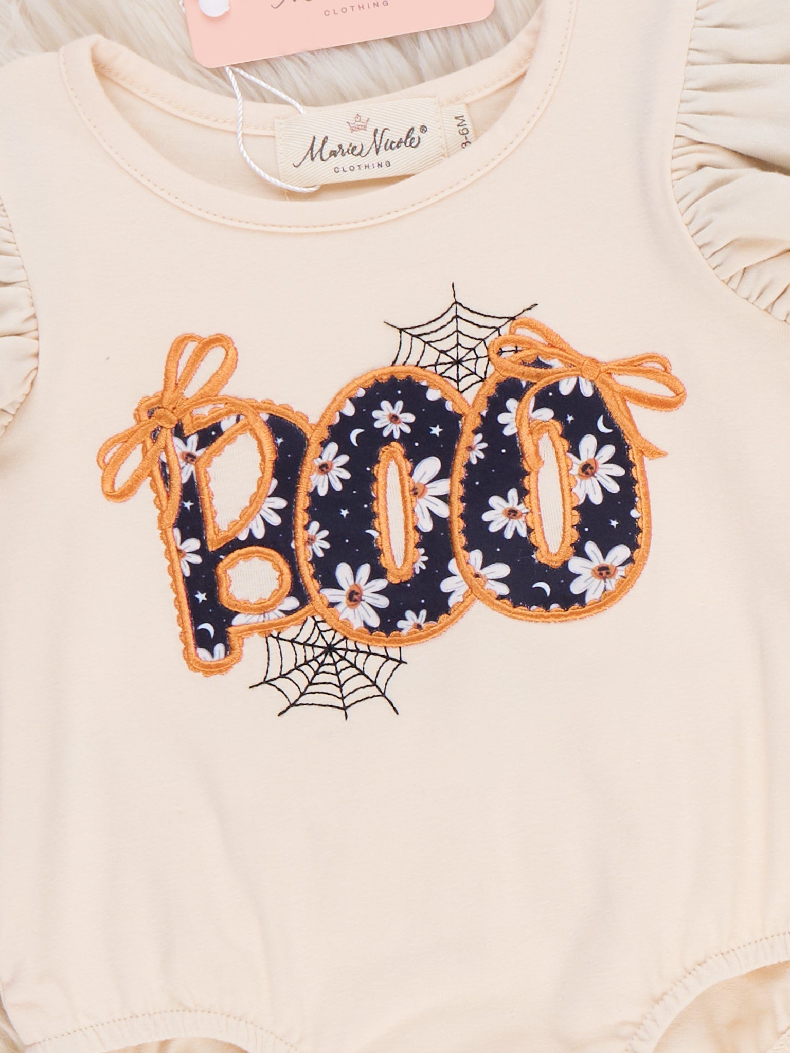 Boo Blossom Embroidered Ruffle Bubble Romper