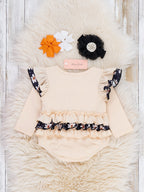Halloween Embroidered Ruffle Snap Bubble Romper