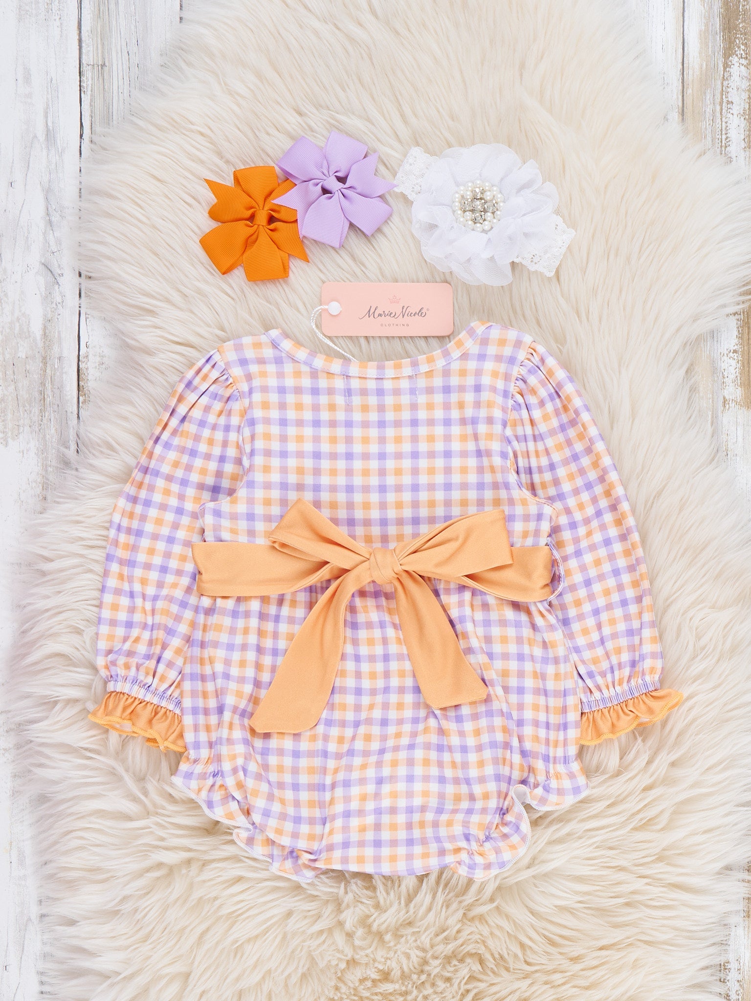 Haunted Halloween Plaid Embroidered Bubble Romper