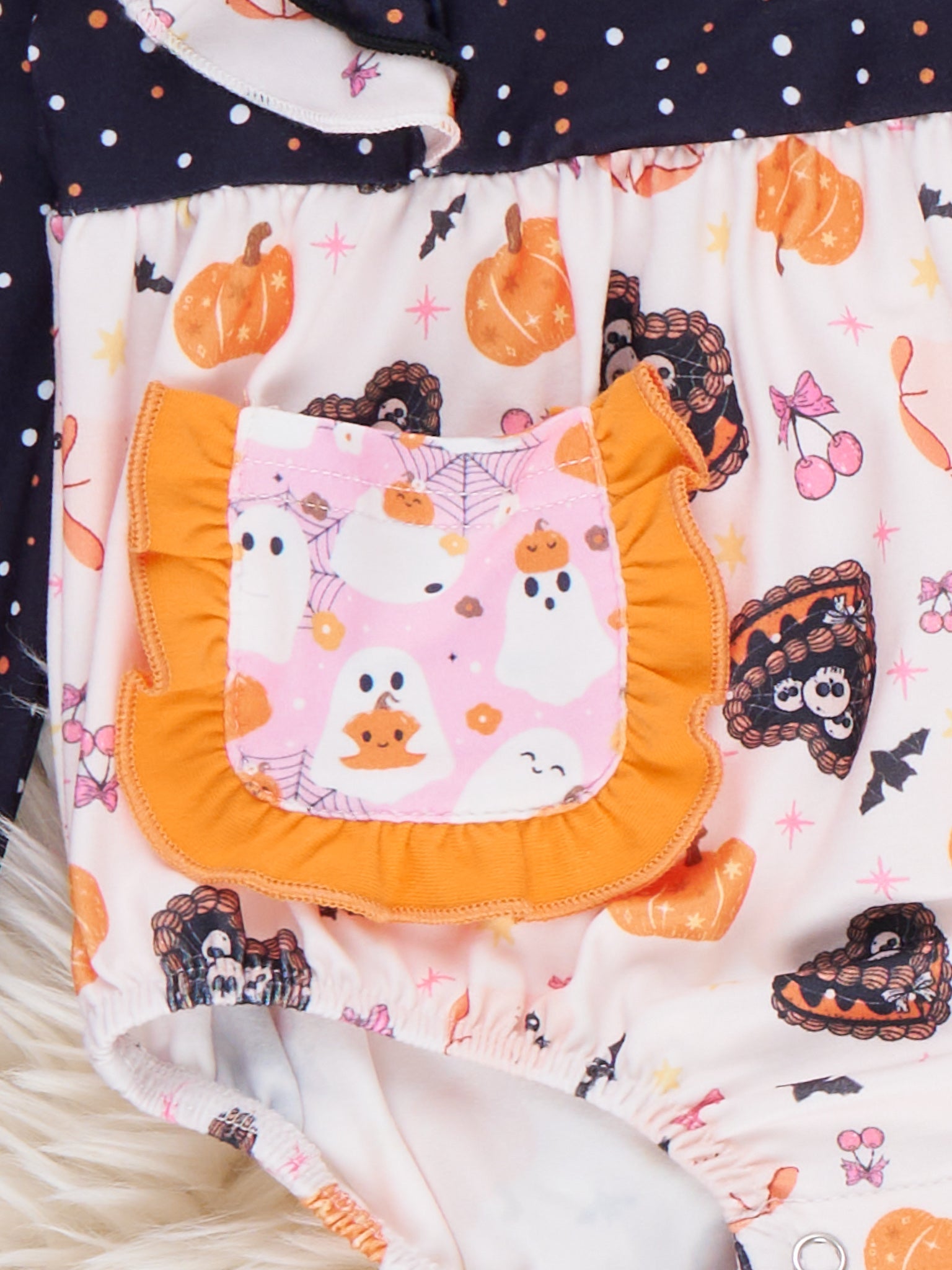 Harvest Haunt Pumpkin Ruffle Bubble Romper