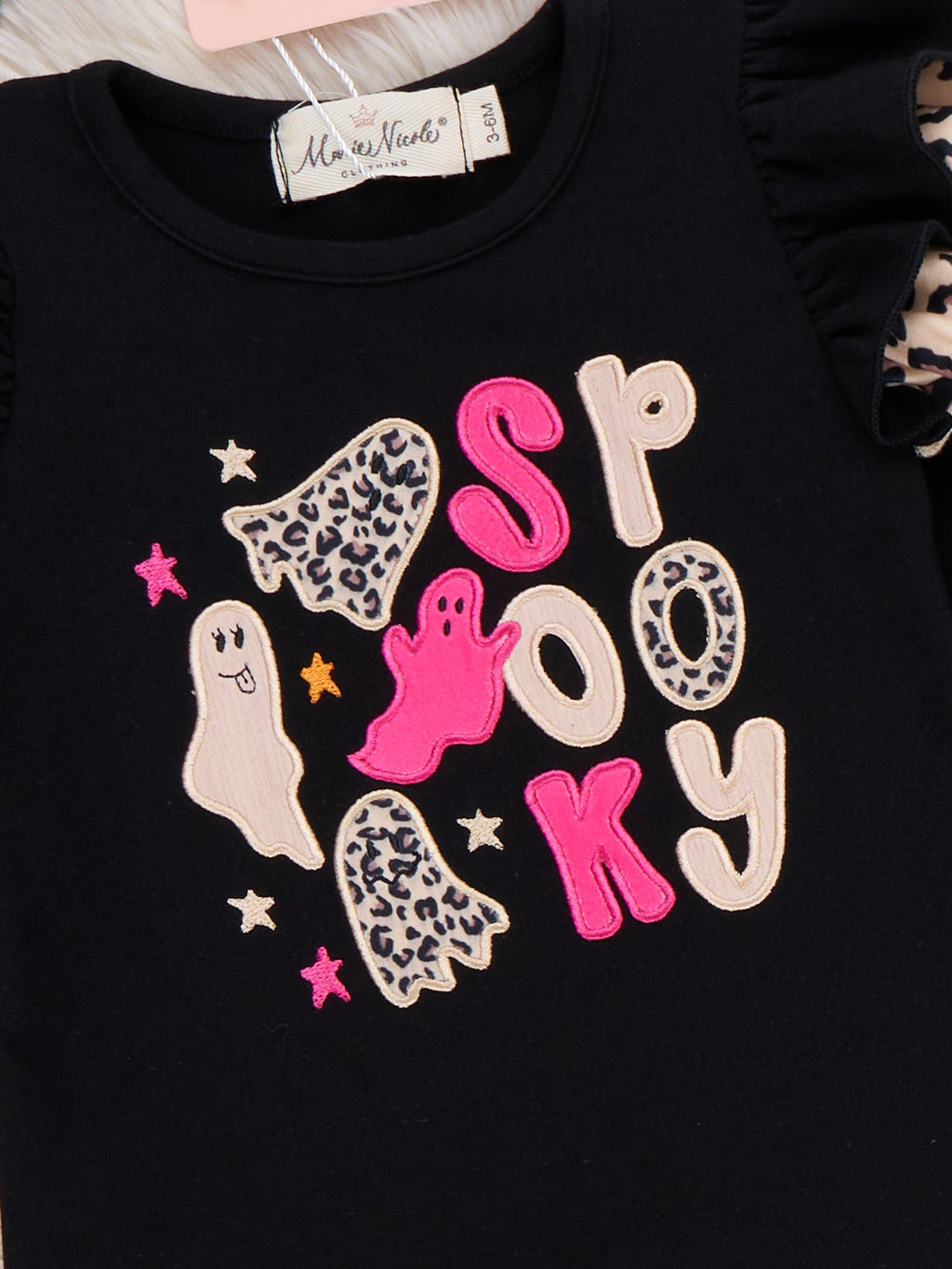 Spotted Spooky Ghosts Leopard Ruffle Romper