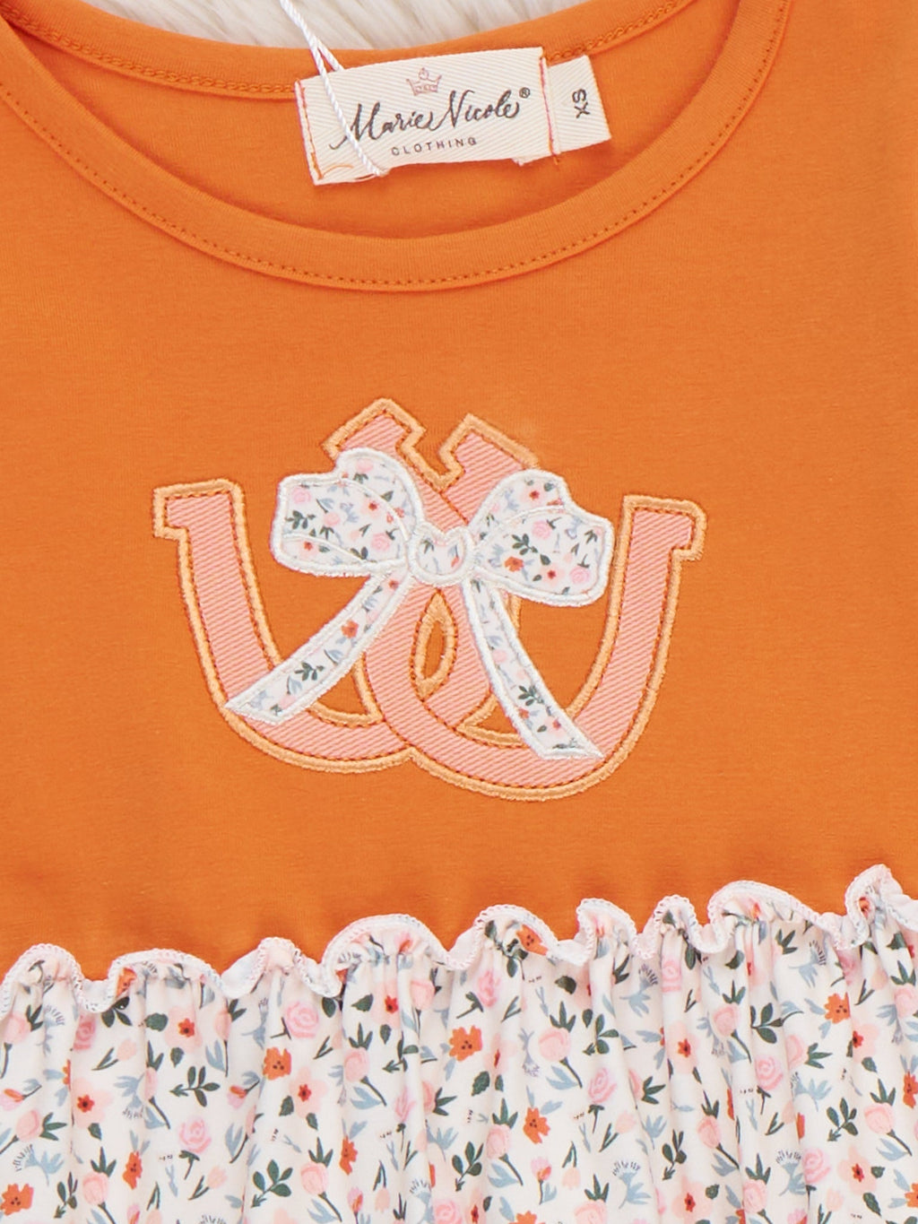 Western Luck Horseshoe Embroidered Floral Ruffle Dress