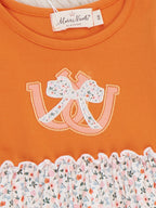 Western Luck Horseshoe Embroidered Floral Ruffle Dress